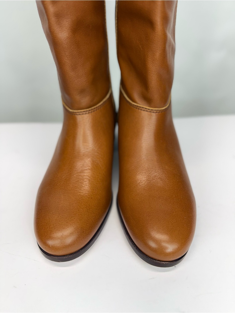 New Veronica Beard Dwyer Boot Caramel Brown Wide Calf Sz 8 - Picture 9 of 16